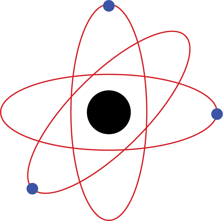 An atom with electrons moving around