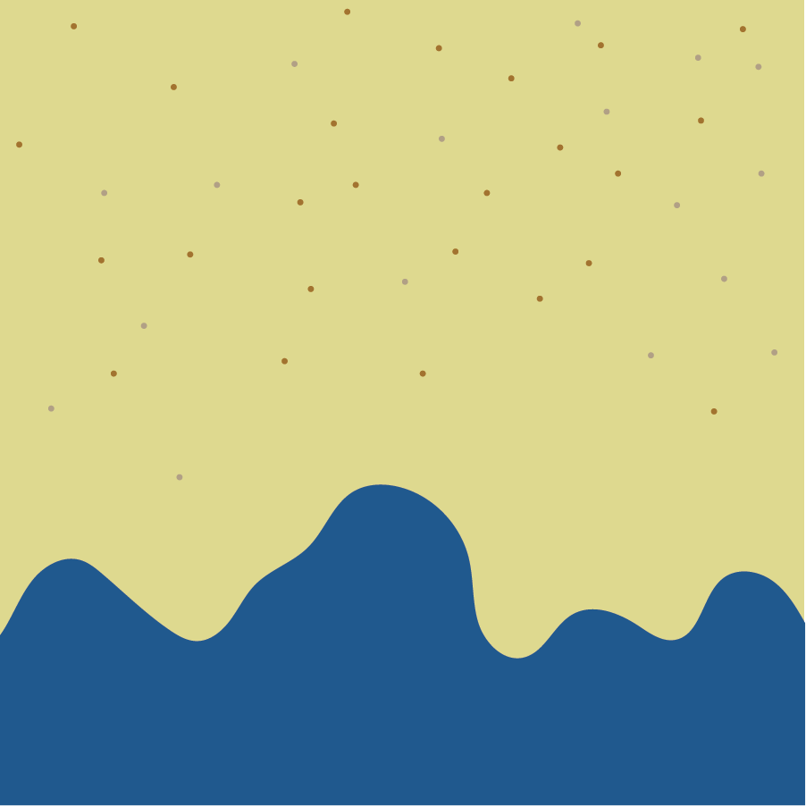 Moving blue waves in front of a yellow background