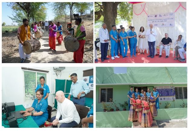 Photo collage of THWC visit with staff in February 2023